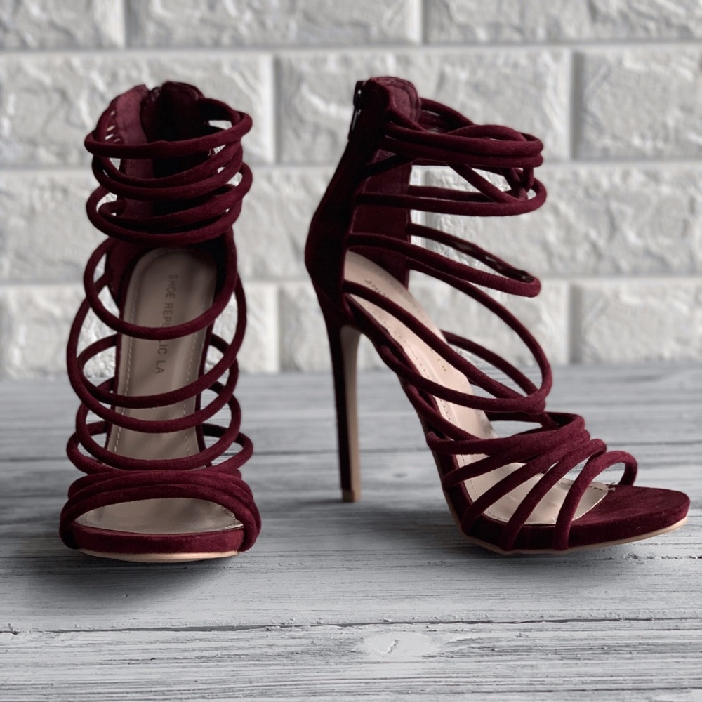 Red Strappy Stilettos.